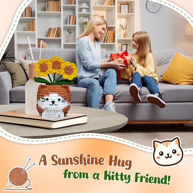 OASSIE Kindergarten Graduation Gifts for Kids - Positive Crochet Animals Sunflower Cat - 6 8 10 12 Years Old Birthday End of Year Preschool Teen Girl Boy Gifts Trendy Stuff for Kids Teens