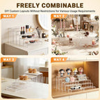 FUNFERY Acrylic Display Risers, 2 Set(7.8" L~8.2" L~8.6" L~9”L~9.3”L) Display Shelf for Figure, Collectibles, Cupcake, 5-Tier Clear Acrylic Stands for Dessert, Jewelry, Candy Showcase