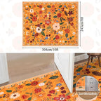 U'Artlines 8x10ft Fall Colorful Floral Area Rug Machine Washable Ultra Soft Low Pile Non Slip Non Shedding Accent Floor Carpet for Living Room, Bedroom, Dining Room, Office (Orange)