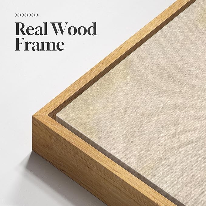 Framed Neutral Abstract Landscape Wall Art for Living Room, Square Mid Century Modern Canvas Paintings Prints Artwork for Walls, Minimalist Scenic Pictures Wall Decor for Bedroom Home Office, 24x24 In