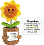 Gifts for Mom Mothers Day Birthday Gifts- Positive Crochet Sunflower, Funny Cute Small Sunflower Gift for Mom Bonus Mother in Law from Daughter Son Positive Emotional Support Pickle Gift