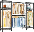 Ulif E7 Garment Rack, Heavy Duty Clothes Storage System with Extendable Hangers Rods, Metal Clothe Rack with 6 Wire Shelves, (52.3"-72") W x 14.5" D x 71.2" H, Load 838 LBS