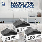 Zober Velvet Hangers 50 Pack - Heavy Duty Gray Hangers for Coats, Pants & Dress Clothes - Non Slip Clothes Hanger Set - Space Saving Felt Hangers for Clothing