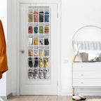 Simple Houseware 24 Pockets - Crystal Clear Over The Door Hanging Shoe Organizer, Gray (64'' x 19'')
