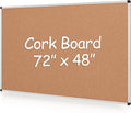 Extra Large Cork Bulletin Board 72" X 48", Silver Aluminum Framed 6'x4' Corkboard for Wall, Wall Mounted Notice Pin Board with 18 Push Pins for School, Home & Office