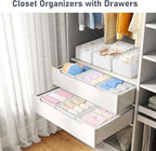 DIMJ Drawer Organizer Clothes - Underwear Organizer Small Sock Organizer Box Dresser Organizer,Drawer Dividers for Baby Clothes,Bra,Socks, Belt, Tie, Set of 9,White