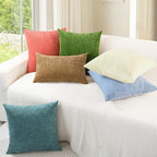 CaliTime Throw Pillow Covers Decorative 12 X 20 Inches Pack of 2 Cozy Chenille Cushion Cases for Couch Sofa Bed Living Room Home Beige