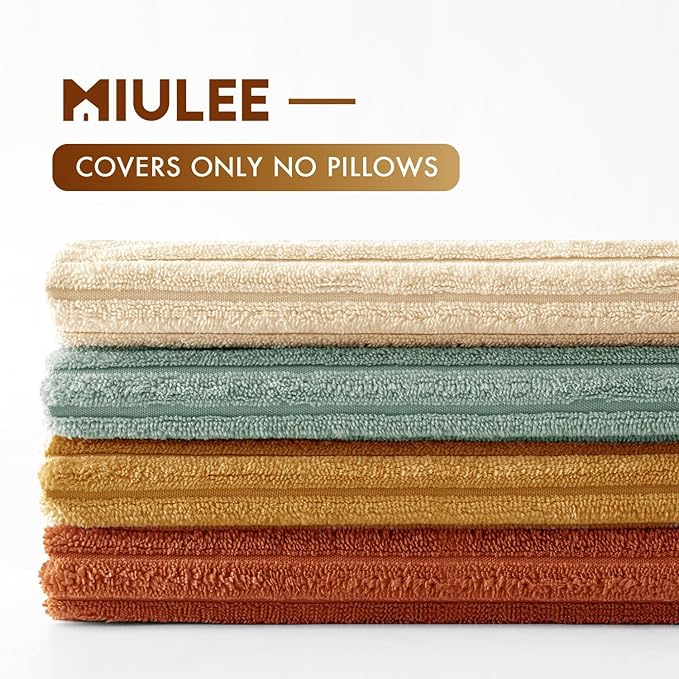 MIULEE Boho Farmhouse Throw Pillow Covers 16x16 Inch Set of 4 Modern Natural Decorative Cushion Covers Soft Corduroy Home Decor for Spring Couch Bed Sofa Living Room Teal-Rust Gradient Series