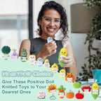 VioraWhite 18 Pcs Crochet Dolls Bulk Positive Handmade Knitted Emotional Fruit Vegetable Dolls with Encouragement Cards for Employee Appreciation Gifts, Coworker Team Building Keepsakes