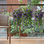2PCS Artificial Hanging Flowers, Fake Hanging Plants Violet Vines UV Resistant for Wall Home Room Garden Wedding Indoor Outdoor Spring Summer Decoration(Purple)