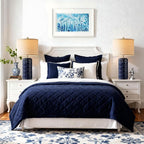 PARTPHONER 23" Farmhouse Modern Ceramic Table Lamp Set of 2 - Navy Blue Bedside Lamps for Bedroom & Living Room, Nightstand, Desk, End Table
