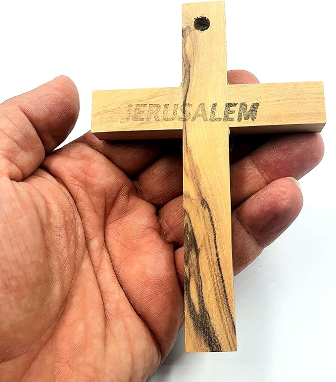 Zuluf 4.7" Olive Wood Dove Cross Wall Hanging Holy Spirit Christian Religious Gift Holy Land Decor CRS021