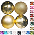 Emopeak 4Pcs Christmas Balls Ornaments for Xmas Christmas Tree - 4 Style Shatterproof Christmas Tree Decorations Hanging Ball for Holiday Wedding Party Decoration (Gold, 4"/10CM)