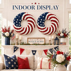 2 Pcs 18 Inch Patriotic Wreath for Front Door 4th of July Wreath Red White Blue Rose Front Door Decor Independence Memorial Artificial Rose Wreaths for 250th Anniversary Porch Wall Indoor Outdoor