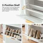 2 Flip Drawers Shoe Cabinet Storage for Entryway, Narrow Shoes Organizer Cabinet for Front Door Entrance, Free Standing Hidden Wooden Hallway Shoe Rack(White)