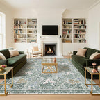 Botanical Floral Area Rug 9x12 Light Green Cream Vintage Garden Design, Perfect for Living Room, Bedroom, Kids Room, Nursery - Stain & Water Resistant Non-Slip, Pet & Child Friendly Area Rugs