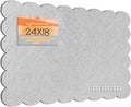 Lightomorrow Scalloped Bulletin Board, 24 x 18 Inches Felt Pin Board - Decorative Cork Alternative for Wall, Foldable Picture Self-Adhesive Vision Prayer Board with 20 Pushpins - Light Gray