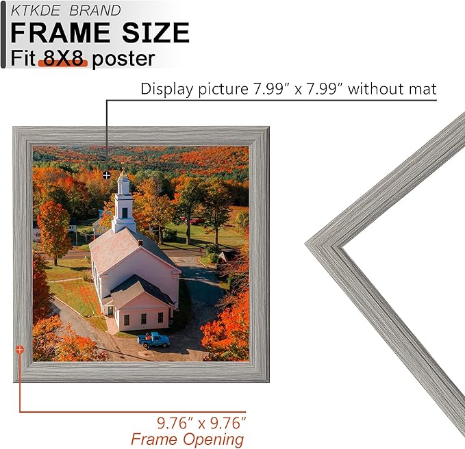 KTKDE 8x8 Picture Frame Set of 3, Grey Wooden frames, Wall Hanging for Tapletop Display, Best Square Photo Frame Studio Gallery for Photos, Posters & Art Prints