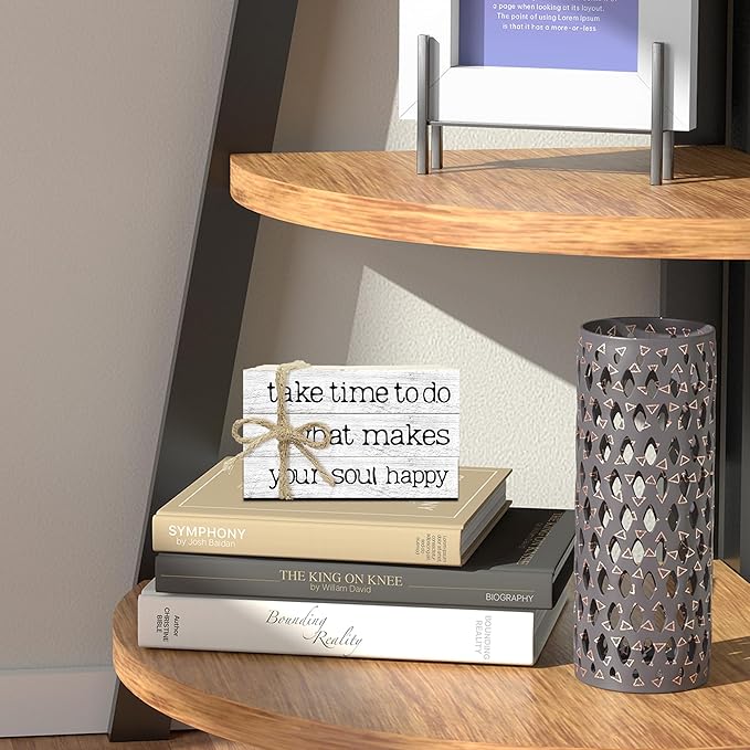 Mini Decorative Books For Home Decor, Small Faux Wood Book Stack Decor, Take Time To Do Funny Stacked Book Decor, Stacked Display Books For Home Mantel Office Nightstand Display, Three Pieces -A(06)