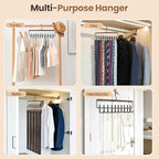 2PCS Tie Rack Hanger for Closet Upgraded 2-in-1 Tie and Belt Hanger Non Slip Tie Rack with 20 Hooks Tie Hanger Space Saving Wooden Belt Tie Organizer for Tank Tops Bras Cami Scarves, Walnut Color