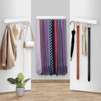 【2 in 1】 2 Pack Tie Organizer Belt Organizer Wall Mounted, Space Saving Tie Rack Belt Hanger for Closet with 24 Storage Hooks, Belt Tie Holder for Closet Organizer Storage White