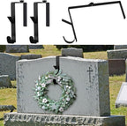 Blulu 2 Pcs Headstone Wreath Hanger Adjustable 6"- 11" Cemetery Tombstone Wreath Holder Black Stands Hook for Christmas Outdoor Grave Marker Cemetery Gravestone Flowers Decorations