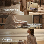 Travel Vacuum Bags with Pump, Reusable Vacuum Compression Bags for Travel, IP67 Waterproof Odor & Tear-Proof Nylon, Pack Vacuum Kit for Luggage Suitcase, TSA-Ready Travel Essentials (2 Pack, Beige)