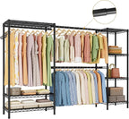 Heavy Duty Garment Rack Clothes Rack,Large Metal Closet Organizer System Storage Wardrobe,Freestanding Clothing Rack with 7 Adjustable Wire Shelves&3 Hang Rods,MaxLoad 1500lbs