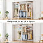 Ulif E7 Heavy Duty Garment Rack, Clothes Organizer and Storage Rack with Expandable Hangers, Metal Clothing Rack with 6 Wire Shelves, (52.3"-72") W x 14.5" D x 71.2" H, Load 838 LBS, White