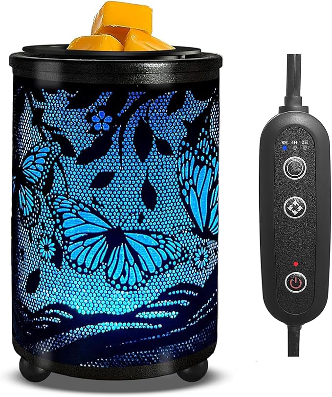 Leyoue Electric Wax Melt Warmer PTC Heating Plate with 7 Colors LED Changing Light Wax Warmer Fragrance Warmer for Home Office Gifts & Decor(Butterfly)