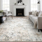 10x14 Area Rug Living Room Rug: Washable Modern Abstract Soft Thin Rug Indoor Floor No Slip Stain Resistant Carpet for Bedroom Dining Room Farmhouse Nursery Home Office - Brown Grey