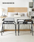 SONGMICS Luggage Rack, Pack of 2, Luggage Racks for Guest Room, Suitcase Stand, Steel Frame, Foldable, for Bedroom, Black URLR64B-2