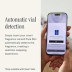 Pura Home Mini Fragrance Diffuser for Small Spaces Adjustable Smart Home Device with LED Light & Automatic Vial Detection - Includes 1 Scent Refill - Linens & Surf