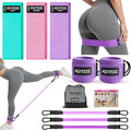 Ankle Resistance Bands with Cuffs & Fabric Resistance Bands Set - Legs & Glutes Workout Equipment for Women & Men, Home Gym Heavy Exercise Bands for Hip, Yoga, Strength Training, Rehab, Pilates