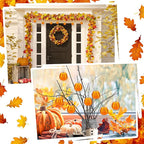 12 Pcs Orange Pumpkin Ornaments Fall Mini Pumpkins Ball Hanging Tree Ornament for Thanksgiving Harvest Home Party Decorations