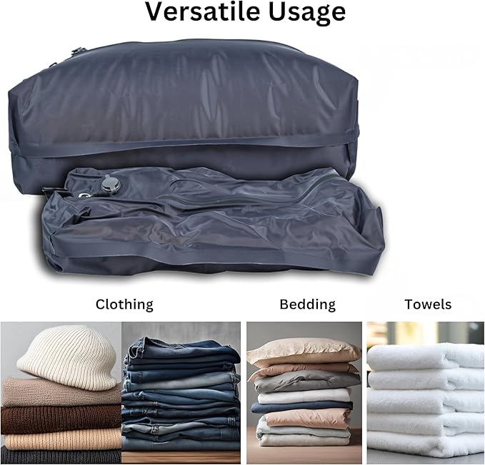 Premium Reuseable Vacuum Bags for Travel – Ideal for Efficient Packing and Space Saving in Travel Suitcase and Backpack, Space Saver Bags for Clothing (No Pump included)
