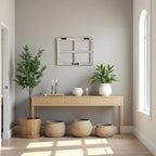 Sintosin Small Rustic Window Frame Wall Decor 12 X 16 Inch, Hanging Handmade Washed White Wooden Farmhouse Faux Window Wall Decor for Living Room Bedroom Entryway Hallway, Horizontal or Vertical