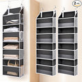 ULG 2 Pack Small Over Door Organizer with 4 Large Pockets 8 Mesh Side Pockets, Hanging Storage Organizer with Clear Window Kids Toys Deep Gray