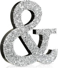 Qunclay 12'' Silver Crystal Diamond Bling Letters Crushed Diamond Decoration Wooden Glitter Letter with Screw and Hooks Rhinestone Gift for Wedding Y2k Mcbling Bedroom Wall Decor (Symbol)