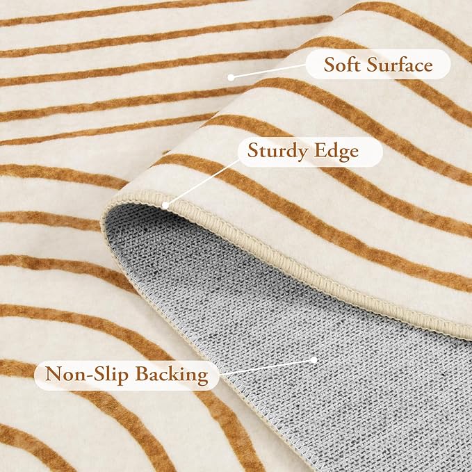 Lahome Abstract Washable Rugs 5x7, Non Slip Soft Living Room Rugs Ultra-Thin Rainbow Bedroom Rug, Non Skid Rug Backing Accent Carpet for Dining Room Office(5'x7',Orange)