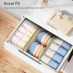 DIMJ Drawer Organizer - Small Clothes Organizer Set of 3, Drawer Dividers for Baby Clothes, Underwear, Socks, Bra, Belt, Tie - Beige