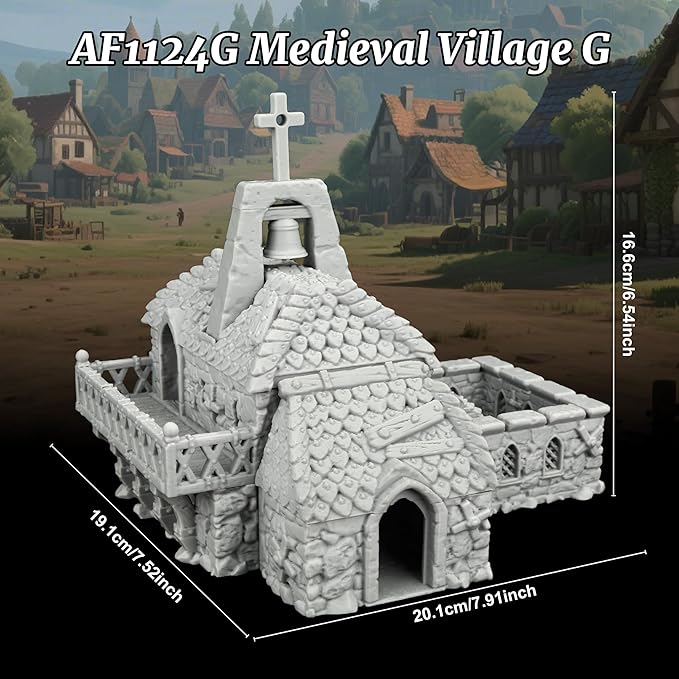 RPG Accessory – 25mm Scale Unpainted Tabletop RPG Game Scenario Piece for Dungeons and Dragons, Trench Crusade Scenery – Medieval Village G AF1124G