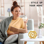 Decorative Sphere for Home Decor - Trendy Gold, Hand Painted, Modern Decorative Balls for Living Room, Bedroom, Kitchen, Bathroom, Office - Table Decorative Orbs for Centerpiece