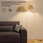 Ambimall 60" Floor Lamps for Living Room with 3 Color Temperatures, Gold Floor Lamp with Rattan Shade, Modern Tall Lamps for Bedroom Office, 9W LED Bulb Included