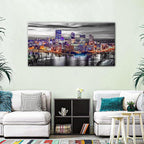 Extra Large Pittsburgh Wall Art Black and White Cityscape Wall Decor Modern Night City Skyline Picture Office Decor Pennsylvania Skyscrapers Canvas Prints for Bedroom Living Room Decoration 30x60"