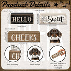 Moucuny 4 Pcs Dachshund Bathroom Decor Set Funny Toilet Wooden Tiered Tray Decor Farmhouse Dachshund Centerpiece Rustic Bathroom Shelf Decoration Hello Sweet Cheeks Decoration for Home Office