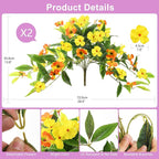 Artificial Flowers for Outdoor, 2 Bundles UV Resistant Fake Plants Decoration Realistic Faux Silk Flowers No Fade Plastic Flowers for Outside Planters Home Porch Patio Yard Garden Decor