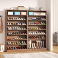 Tribesigns 2PCS Shoe Cabinet, 9 Tiers 40-45 Pairs Heavy Duty Wood Freestanding Shoe Storage Cabinet, 70.8'' Tall Shoe Cabinet with Open Storage for Entryway (Brown)