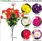 Lnoicy Artificial Flowers for Outdoor 14 Bundles Eucalyptus Fake Flowers for Planter,UV Resistant Fake Morning Glory for Home/Porch/Garden Decoration（7 Color）
