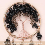 Pretty Jolly Small Tree of Life Crystal Stone Dream Catchers Black Feathers Mini Dreamcatchers for Cars Rear View Mirror Hanging Decoration Good Luck Travel Charm Bedroom Ornaments for Women Girls